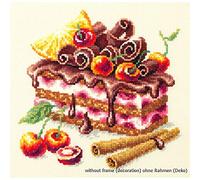 Magic Needle 120-072 ZW Kirschtorte Kreuzstichset mit Zählmuster Zweigart Edition, Baumwolle, multifarbig, 17x17cm