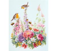 Magic Needle 130-032 ZW Rotkehlchen singen Kreuzstichset mit Zählmuster Zweigart Edition, Baumwolle, multifarbig, 31x40cm