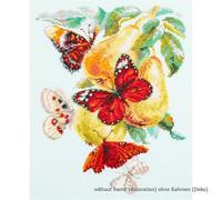 Magic Needle 130-051 ZW Schmetterlinge und Birnen Kreuzstichset mit Zählmuster Zweigart Edition, Baumwolle, multifarbig, 21x27cm