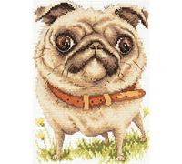 Magic Needle 16-17 ZW Mops Kreuzstichset mit Zählmuster Zweigart Edition, Baumwolle, multifarbig, 16x20cm