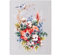 Magic Needle 210-301 ZW Mohn und Baumwolle Kreuzstichset mit Zählmuster Zweigart Edition, Weiss, 18x26cm