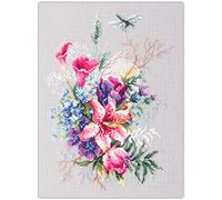 Magic Needle 210-302 ZW Tulpis und Lilie Kreuzstichset mit Zählmuster Zweigart Edition, Baumwolle, Weiss, 18x26cm