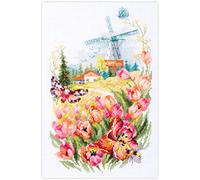 Magic Needle 210-350 ZW Tulpen von Holland Kreuzstichset mit Zählmuster Zweigart Edition, Baumwolle, Weiss, 18x29cm