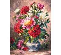 Magic Needle 40-69 ZW Pfingstrosen Kreuzstichset mit Zählmuster Zweigart Edition, Baumwolle, multifarbig, 28x35cm