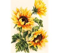 Magic Needle 40-78 ZW Drei Sonnenblumen Kreuzstichset mit Zählmuster Zweigart Edition, Baumwolle, multifarbig, 15x22cm