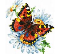 Magic Needle 42-11 ZW Schmetterling und Gänseblümchen Kreuzstichset mit Zählmuster Zweigart Edition, Baumwolle, multifarbig, 17x18cm