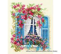 Magic Needle 74-01 ZW Blühendes Fenster Kreuzstichset mit Zählmuster Zweigart Edition, Baumwolle, multifarbig, 16x21cm