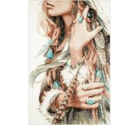Magic Needle Kreuzstich Stickpackung "Boho-Girl", Zählmuster, 27x43cm