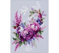 Magic Needle Kreuzstich Stickpackung "Lila Seidenpfingstrosen", Zählmuster, 19x27cm