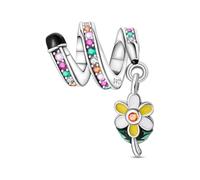 Magic Pen und blühende Blume Perlen Charme, Charme für Armband, kompatibel mit Pandora Armband Halskette