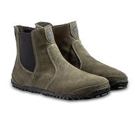 Magical Shoes Barfußschuhe gefüttert für Damen, Chelsea Boots, minimalistische Halbstiefe, Stiefeletten aus Leder, Lederschuhe, Stiefel mit Reissverschluss, Gr. 42, Grün, Lupino