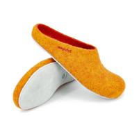 Magicfelt Filzhausschuh AP 701 – 100% Merino-Wolle, Ledersohle – Damen Orange 42