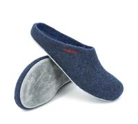 Magicfelt Filz-Hausschuh AP 701 aus Reiner Merino-Wolle | Pantoffeln für Damen & Herren mit Rutschfester Ledersohle - Unisex Schlappen für Erwachsene Midnight | 39