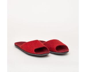 Magicfelt Filz-Sandale 722 für Damen aus 100% Merino-Wolle - Nachhaltige Sandale mit komfortabler Filz-Latex-Sohle mittel-rot 39
