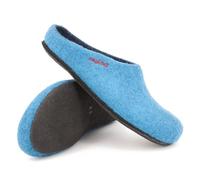 Magicfelt Filzpantoffeln 709 aus Mulesing-freier Merino-Schurwolle - Handgefertigte & anatomisch geformte Hausschuhe für Damen & Herren Größe EU 36-50 - Filzclogs mit Filz-Latex-Sohle Petrol, 39