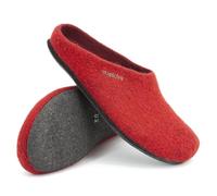Magicfelt Filzpantoffeln 709 aus Mulesing-freier Merino-Schurwolle - Handgefertigte & anatomisch geformte Hausschuhe für Damen & Herren Größe EU 36-50 - Filzclogs mit Filz-Latex-Sohle Rubin, 41
