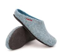Magicfelt Filzpantoffeln 709 aus Mulesing-freier Merino-Schurwolle - Handgefertigte & anatomisch geformte Hausschuhe für Damen & Herren Größe EU 36-50 - Filzclogs mit Filz-Latex-Sohle Waterstone, 38