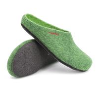 Magicfelt Filzpantoffeln 709 aus Mulesing-freier Merino-Schurwolle - Handgefertigte & anatomisch geformte Hausschuhe für Damen & Herren Größe EU 36-50 - Filzclogs mit Filz-Latex-Sohle Dark green, 41