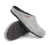 Magicfelt Filzpantoffeln 709 aus Mulesing-freier Merino-Schurwolle - Handgefertigte & anatomisch geformte Hausschuhe für Damen & Herren Größe EU 36-50 - Filzclogs mit Filz-Latex-Sohle Grau, 43
