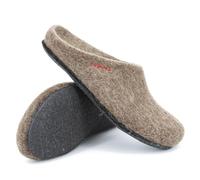 Magicfelt Filzpantoffeln 709 aus Mulesing-freier Merino-Schurwolle - Handgefertigte & anatomisch geformte Hausschuhe für Damen & Herren Größe EU 36-50 - Filzclogs mit Filz-Latex-Sohle Brown, 40