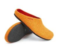 Magicfelt Filzpantoffeln 709 aus Mulesing-freier Merino-Schurwolle - Handgefertigte & anatomisch geformte Hausschuhe für Damen & Herren Größe EU 36-50 - Filzclogs mit Filz-Latex-Sohle Orange, 38