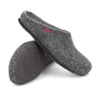 Magicfelt Filzpantoffeln 709 aus Mulesing-freier Merino-Schurwolle - Handgefertigte & anatomisch geformte Hausschuhe für Damen & Herren Größe EU 36-50 - Filzclogs mit Filz-Latex-Sohle Anthrazit, 46