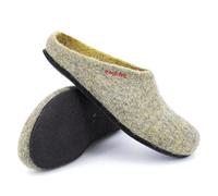 Magicfelt Filzpantoffeln 709 aus Mulesing-freier Merino-Schurwolle - Handgefertigte & anatomisch geformte Hausschuhe für Damen & Herren Größe EU 36-50 - Filzclogs mit Filz-Latex-Sohle Yellowstone, 40