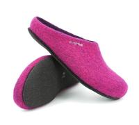 Magicfelt Filzpantoffeln 709 aus Mulesing-freier Merino-Schurwolle - Handgefertigte & anatomisch geformte Hausschuhe für Damen & Herren Größe EU 36-50 - Filzclogs mit Filz-Latex-Sohle Magenta, 38