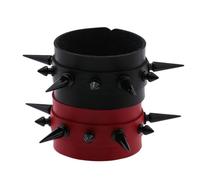 MAGICLULU 2 Stück Einstellbare Herren Lederarmbänder Punk Stil mit Nieten Verstellbare Pu Leder Wristbands Stylische Armbänder in Rot und Schwarz für Coole Looks