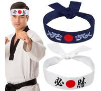 MAGICLULU 2 Stück pack Japanische Bushido Stirnbänder aus Atmungsaktiver Baumwolle Sport und Kochstirnband Schweißabsorbierend Passend für Verschiedene Kopfgrößen