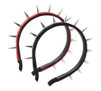 MAGICLULU 2 Stück pack Punk Nieten Stirnbänder aus Kunststoff Stylische Haarbänder für Frauen Halloween Cosplay und Barockpartys Modische Kopfbedeckungen in Schwarz und Rot