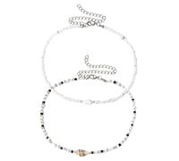 MAGICLULU 2 Stück Verstellbare Perlenchoker Halsketten aus Muscheln Bunte Boho Strandkette für Damen Surfer Schmuck für Sommer und Urlaub