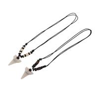 MAGICLULU 2 Stück Vintage Surfer Haizahn Halsketten aus Kunstharz mit Verstellbarem Band Modisches Accessoire für Beach Party im Boho Stil