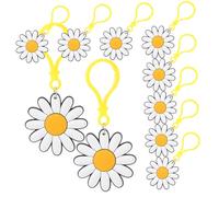 MAGICLULU 24 Stück Teiliges Gänseblümchen Schlüsselanhänger Bunte Anhänger Robuste Taschen Auto Schlüsselringe Praktische und Dekorative Geschenkidee für Frauen und Zufällige Farbe