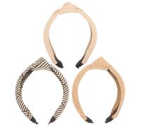 MAGICLULU 3 Stück Bast Stirnbänder Breit Handgewebt Knotig Hautfreundlich Für Damen Mädchen Haarfixierung Beim Sport Pflege