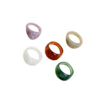 MAGICLULU 5 Bunte Harzringe für Damen Verstellbare Offene Ringe Retro Stilvoll und Bequem Dicker Gewölbter Fingerring Modischer Schmuck in Verschiedenen Farben Zufällige Zufällige Farbe