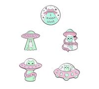 MAGICLULU 5 Stück Emaille Anstecknadeln Weltraum Motiv Broschen aus Legierung mit Kristallstrass 2,5cm Taillenverlängerung für Kleidung Rucksack und Hut