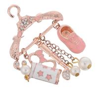 MAGICLULU Damen Anstecknadel in Kleiderbügelform aus Zinklegierung mit Strasssteinen Vintage Brosche im Koreanischen Stil für Alltag und Kostümaccessoire in Rosa