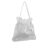 MAGICLULU Elegante Weiße Brauttasche aus Hochwertigem Stoff Kleine Handtasche mit Romantischem Blumenmuster Vielseitig für Hochzeiten Abendveranstaltungen und Besondere Anlässe Geeignet