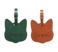 MAGICLULU Gepäckanhänger aus Pu Leder mit Katzenkopf Design 2 Stück Kofferetiketten für Einfache Identifikation und Reisenutzung Inklusive Praktischem Riemen Zufällige Farbe