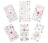 MAGICLULU Kinder Strassstein Aufkleber 6 Bögen Selbstklebend Gesichtsschmuck Festival Körperschmuck Glitzersteine für Make Up Halloween