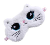 MAGICLULU Schlafmaske Katzen Plüsch Augenbinde Weiß Leichte Atmungsaktive Schlafaugenmaske für Mittagspause Sanfte Augenabdeckung für Reisen und Entspannung