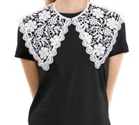 MAGICLULU Spitzenkragenimitat mit Blumenmuster aus Baumwolle Atmungsaktiver Damen Schal für Partys und Hochzeiten 1 Stück Weiß mit Perlmuttknöpfen