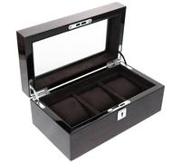 MAGICLULU Uhrenbox mit 3 Fächern Elegante Schwarze Aufbewahrungsbox zum Schutz von Schmuck und Uhren Tragbar für Persönlichen Gebrauch