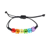 MAGICLULU Unisex Armband mit Bunten Perlen aus Wachsseil Geflochten Verstellbarer Handgelenkschmuck für Damen und Herren Farbenfrohes Regenbogen Accessoire für Freundschaft