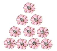 MagiDeal 10pcs Metall Blumen Strass Perlen Flatback Verzierungen Knöpfe Buttons - Rosa, one Size