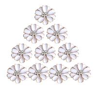 MagiDeal 10pcs Metall Blumen Strass Perlen Flatback Verzierungen Knöpfe Buttons - Weiß, one Size