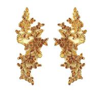 MagiDeal 2 Stück Spitzen-Blumen-Applikationen, bestickte Applikationen, Ornamente, Pailletten-Motiv-Applikationen, Florale Aufnäher, Spitzenbesatz zum Nähen, Golden
