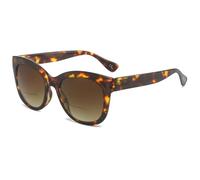 MAGIMODAC Lesebrille mit Sonnenschutz Damen Quadratische getönte Lesebrille Federscharnier Lesehilfe Sehhilfe Sonnenlesebrille mit sehstärke Braun-Tortoiseshell 2,0