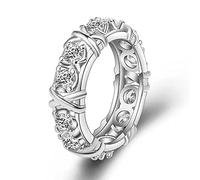 Magnetic Zircon Shaping Cross Full Moissanite Diamond Ring,925 Sterling Silver Cross Full Moissanite Diamond Ring,Magnetic Zircon Shaping Rings,Sterling Silver X Ring Criss Cross Ring (Silver,7)